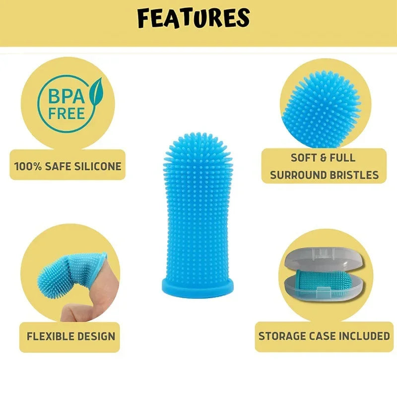 Soft Silicone Finger Toothbrush for Dogs & Cats | Pet Dental Care