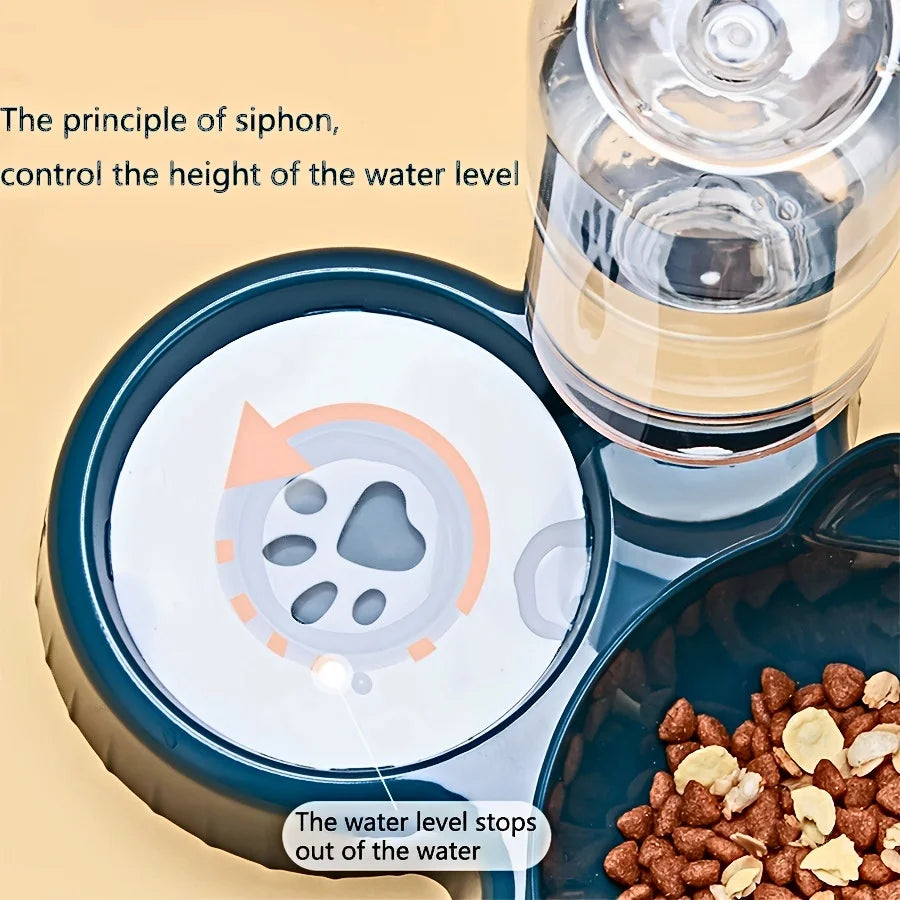 3-in-1 Elevated Cat & Dog Bowls with Water Feeder | Tilted Pet Bowl Set