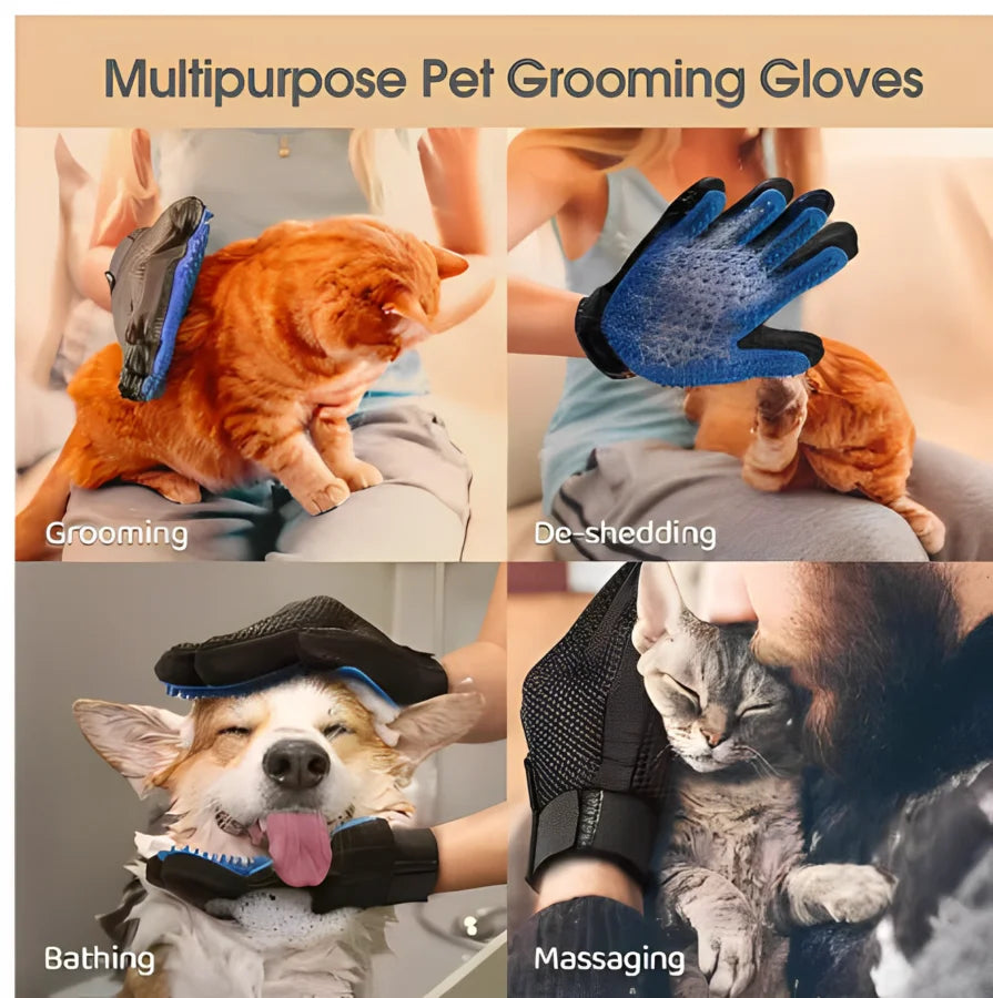 Pet Hair Remover Glove for Dogs & Cats | Deshedding Grooming Brush