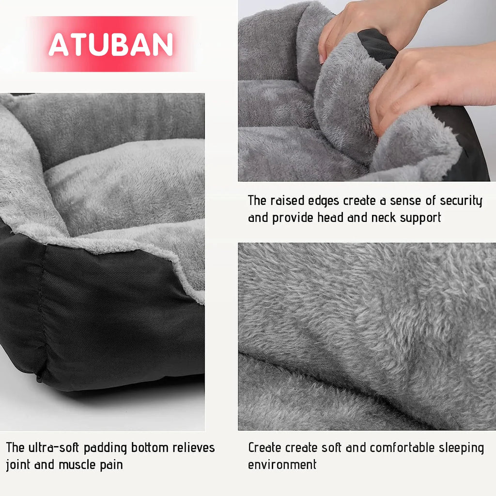 Soft Plush Dog Bed for Medium & Large Dogs | Washable Cozy Pet Sofa