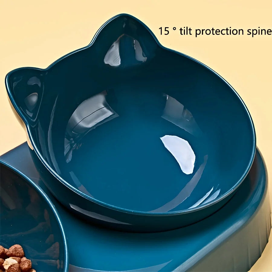 3-in-1 Elevated Cat & Dog Bowls with Water Feeder | Tilted Pet Bowl Set